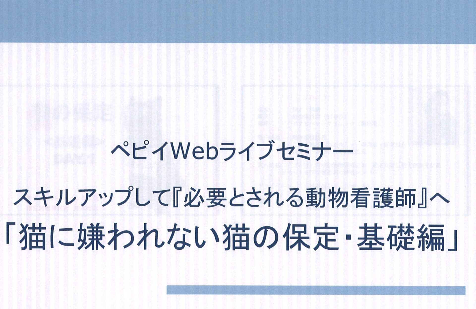 猫に嫌われない猫の保定 基礎編 セミナーを視聴しました 東京ウエスト動物病院